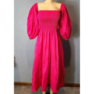 The Westside Milkmaid Midi Dress Sz Large Smocked Fairy Resort Babydoll Wedding